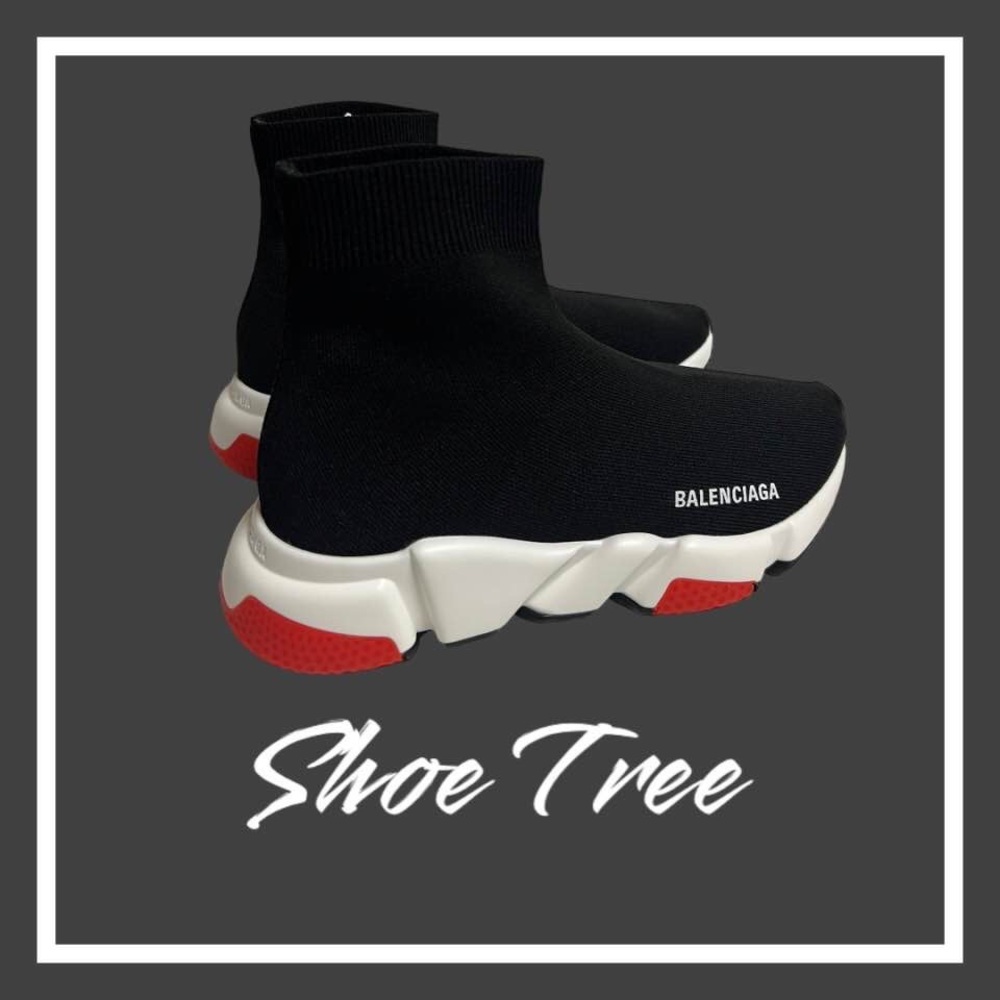 Balenciaga Speed Trainer Knit Sneakers Women Size 9 Sock Sneaker Red Black